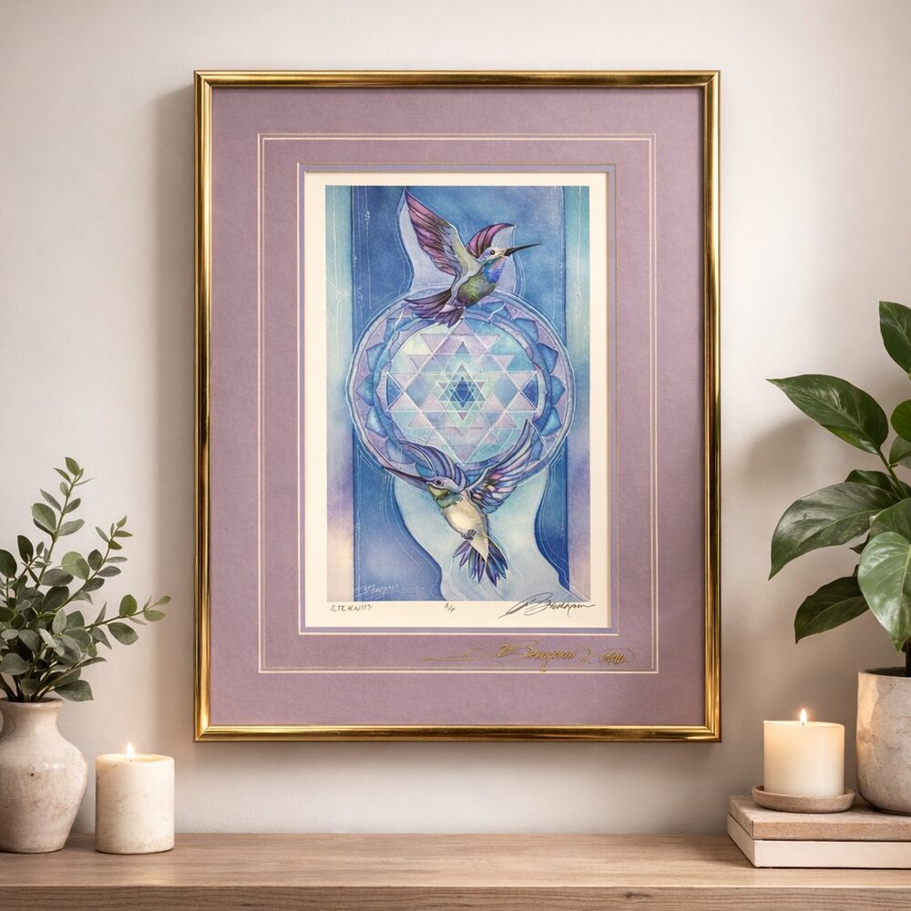 Jody Bergsma Eternity Hummingbird Print Framed & Signed Mandala Wall Art